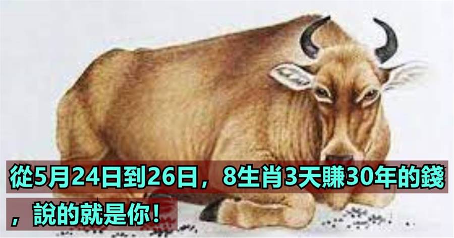 從5月24日到26日，8生肖3天賺30年的錢，說的就是你！